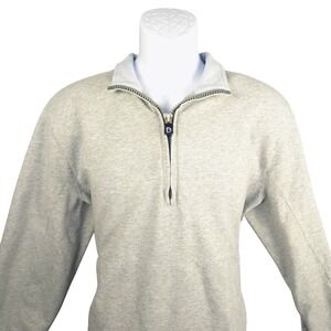 B DRADDY Mens Light Gray Quarter Zip Pullover Sweatshirt Size L Pockets